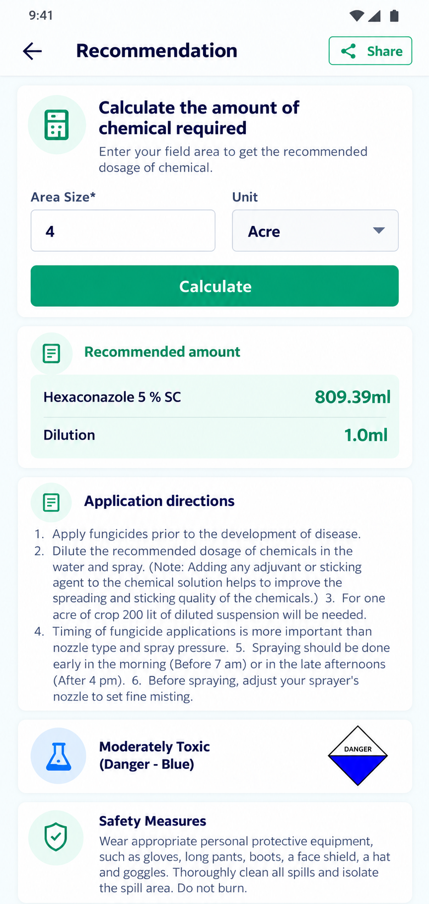 Refreshed Recommendation calculator screen